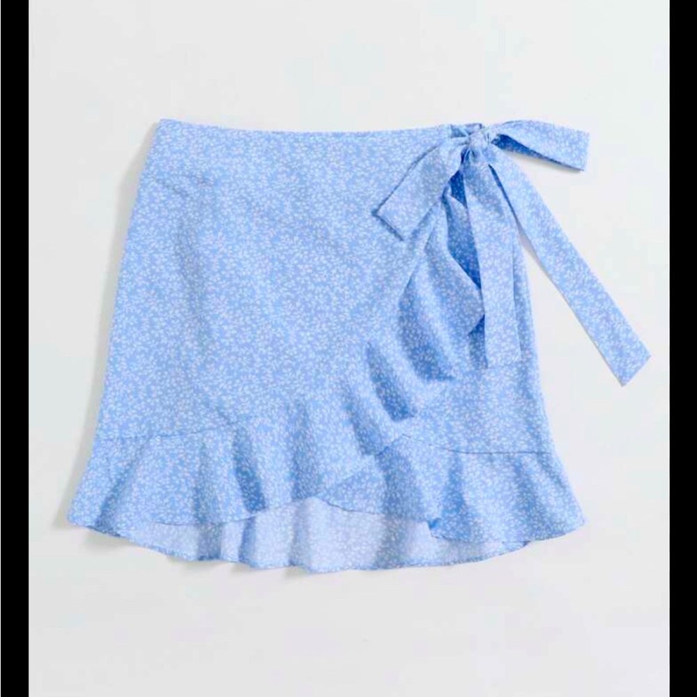 SHEIN Girls Ditsy Floral Ruffle Hem Wrap Knot Skirt